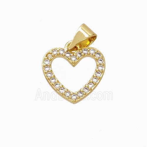 Copper Heart Pendant Micropave Zirconia Gold Plated