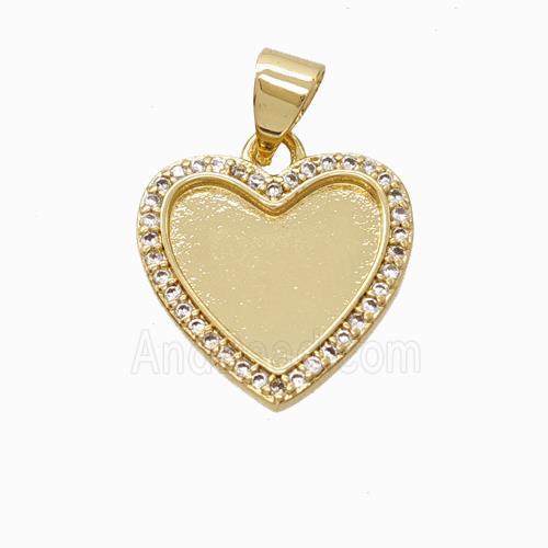 Copper Heart Pendant Micropave Zirconia Gold Plated