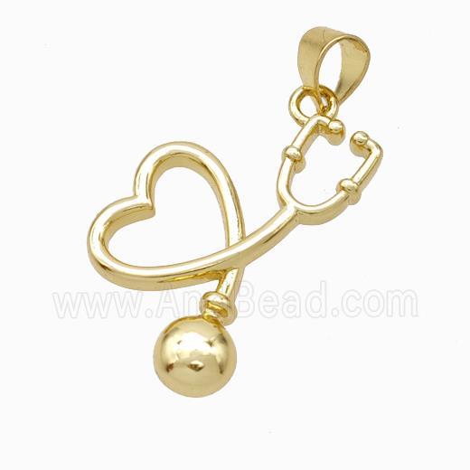 Copper Stethoscope Pendant Gold Plated
