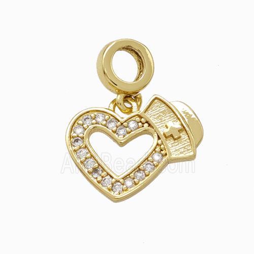 Copper Heart Pendant Micropave Zirconia Gold Plated