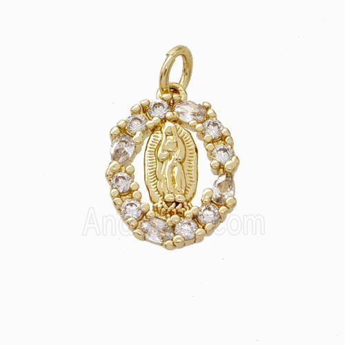 Jesus Charms Copper Pendant Pave Zirconia Gold Plated