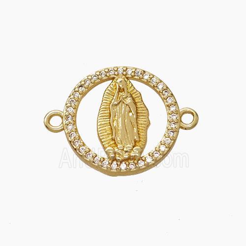 Jesus Charms Copper Connector Micropave Zirconia Gold plated