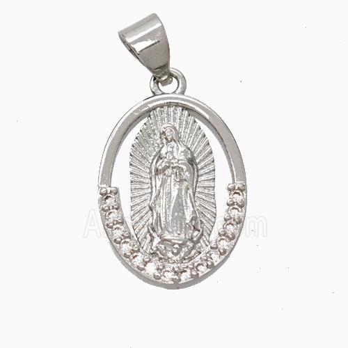 Jesus Charms Copper Pendant Pave Zirconia Platinum Plated