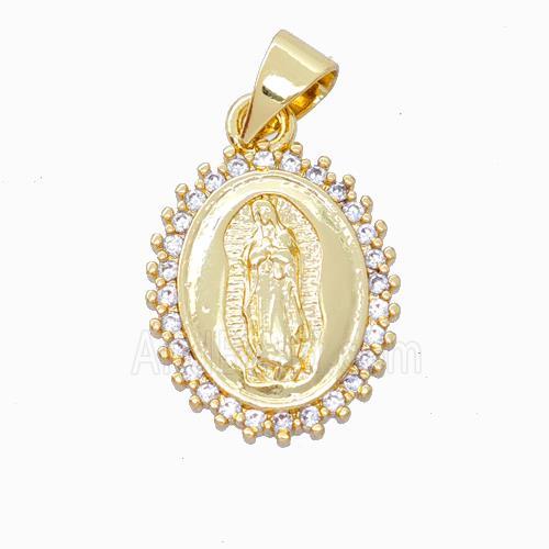 Jesus Charms Copper Pendant Pave Zirconia Gold Plated