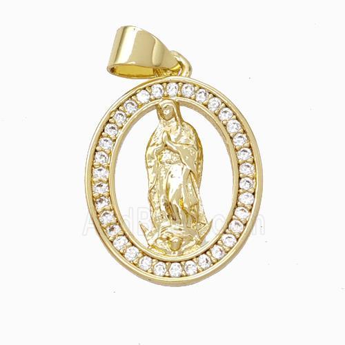 Jesus Charms Copper Pendant Pave Zirconia Gold Plated