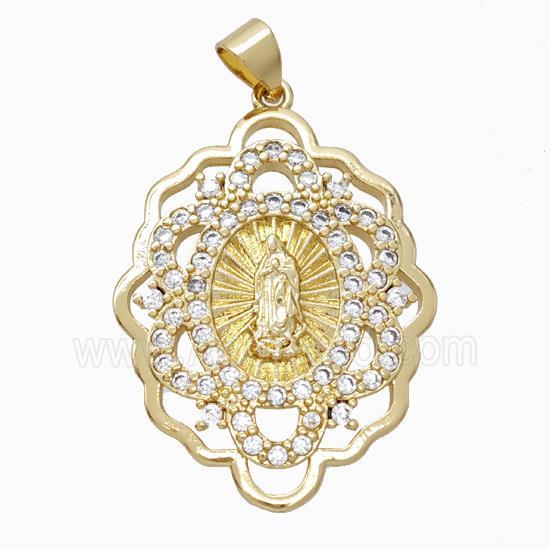 Jesus Charms Copper Pendant Micropave Zirconia Gold Plated