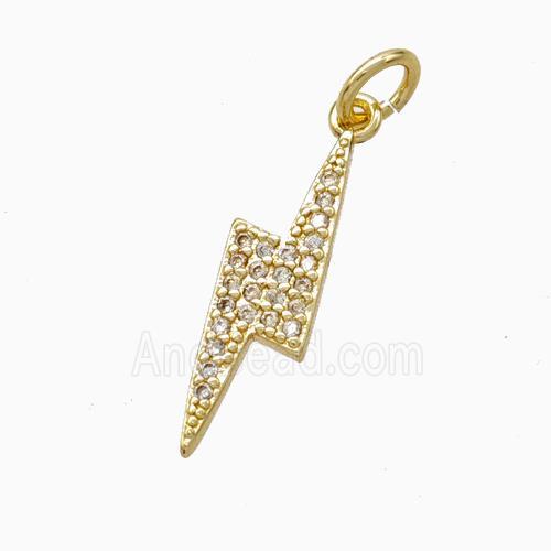 Copper Lightning Pendant Pave Zirconia Gold Plated