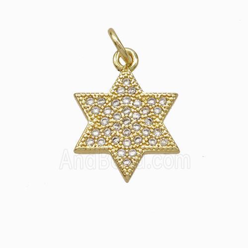 Copper Davidstar Pendant Micropave Zirconia Gold Plated