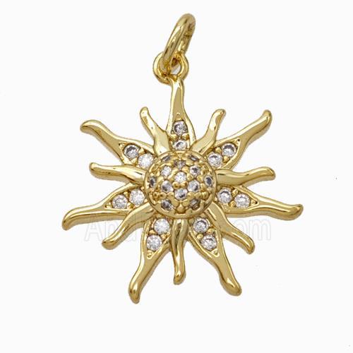 Copper Sun Pendant Micropave Zirconia Gold Plated