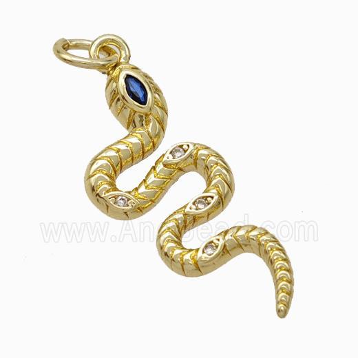 Copper Snake Pendant Pave Zirconia Gold Plated