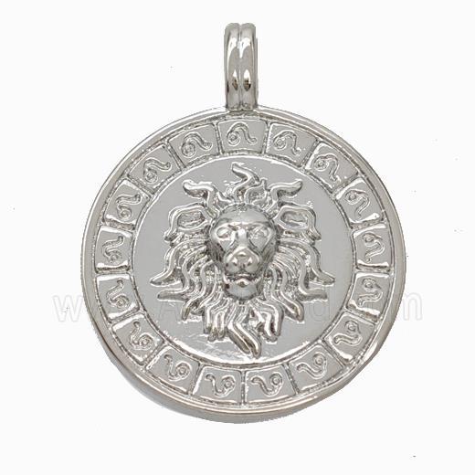 Copper Lion Pendant Platinum Plated