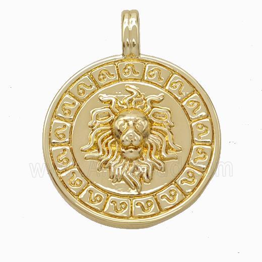 Copper Lion Pendant Gold Plated