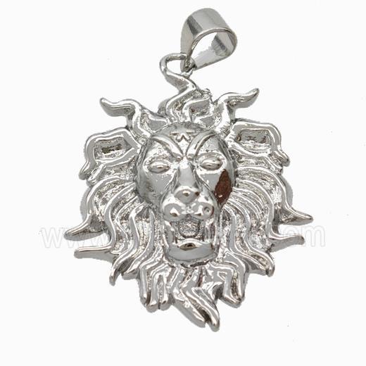 Copper Lion Pendant Platinum Plated
