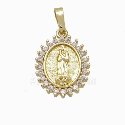 Jesus Charms Copper Pendant Pave Zirconia Gold Plated