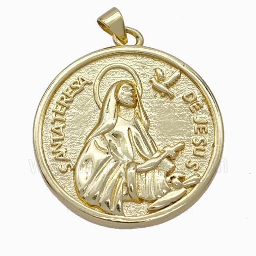 Jesus Charms Copper Pendant Heart Gold Plated