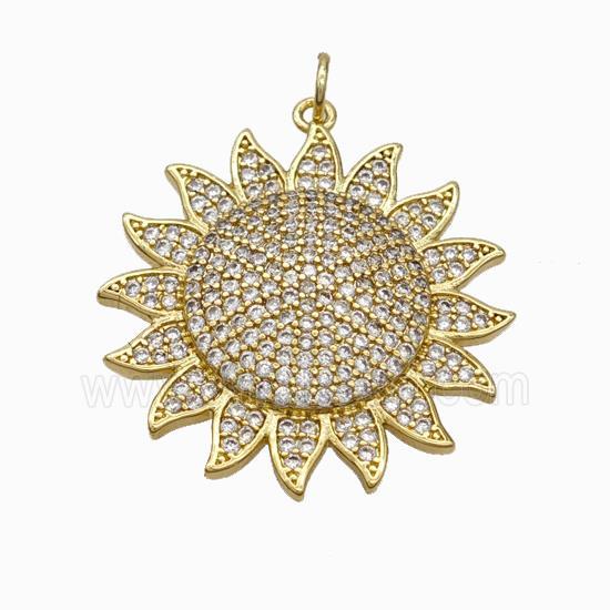 Copper Sun Pendant Micropave Zirconia Gold Plated