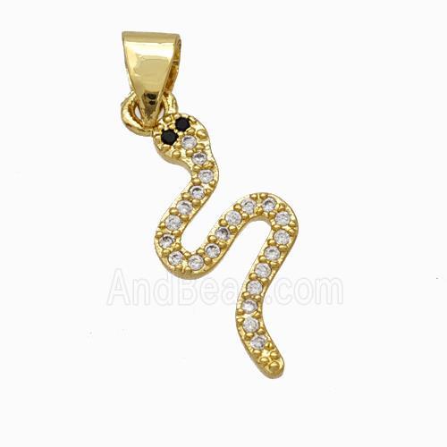 Copper Snake Pendant Micropave Zirconia Gold Plated