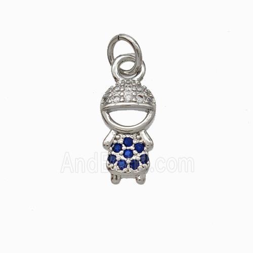 Copper Boy Kids Pendant Pave Zirconia Platinum Plated