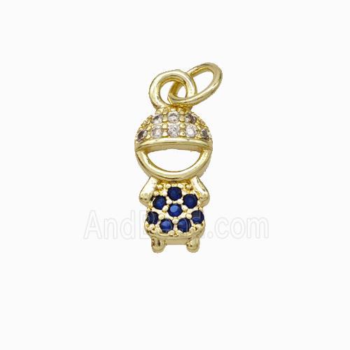 Copper Boy Kids Pendant Pave Zirconia Gold Plated