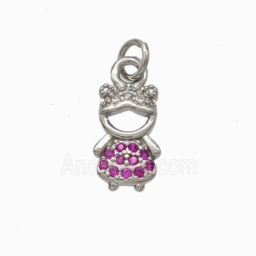 Copper Girl Kids Pendant Pave Zirconia Platinum Plated