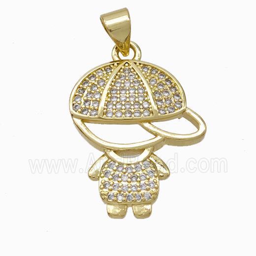 Copper Boy Kids Pendant Pave Zirconia Gold Plated