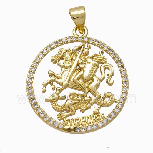 Copper Stgeorge Pendant Pave Zirconia Gold Plated