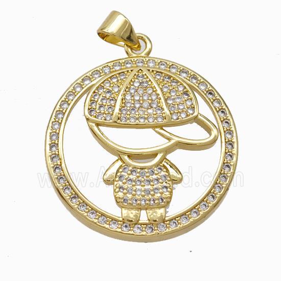 Copper Boy Kids Pendant Pave Zirconia Gold Plated