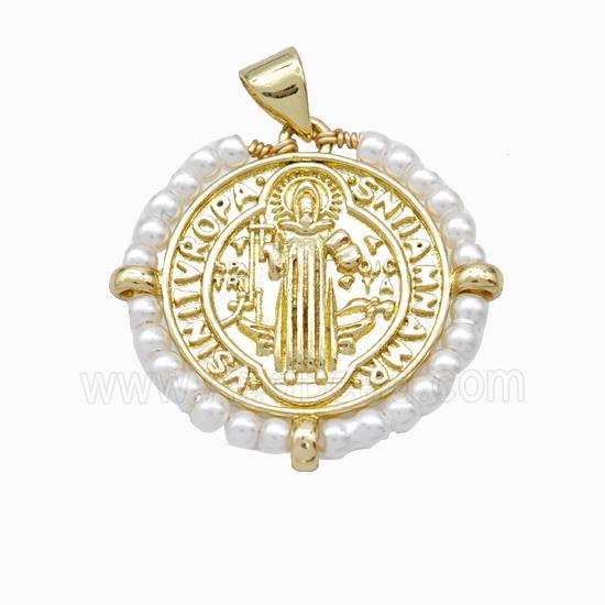 Jesus Charms Copper Pendant With Resin Wire Wrapped 18K Gold Plated