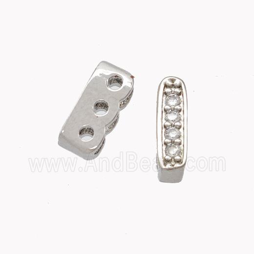 Copper Bead Pave Zirconia 4holes Platinum Plated