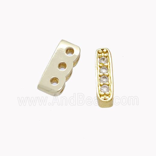 Copper Bead Pave Zirconia 4holes Gold Plated
