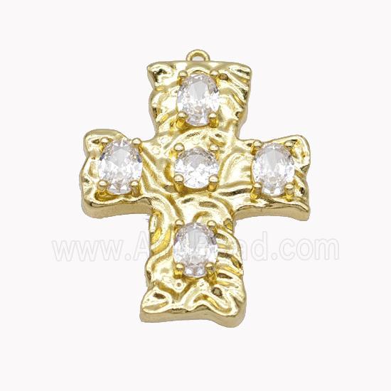 Copper Cross Pendant Pave Zirconia Gold Plated