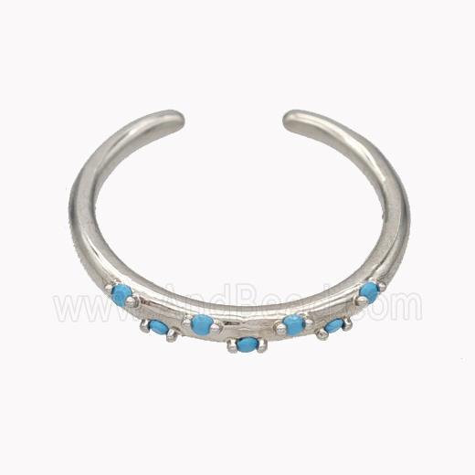 Copper Ring Micropave Turq Zirconia Platinum Plated