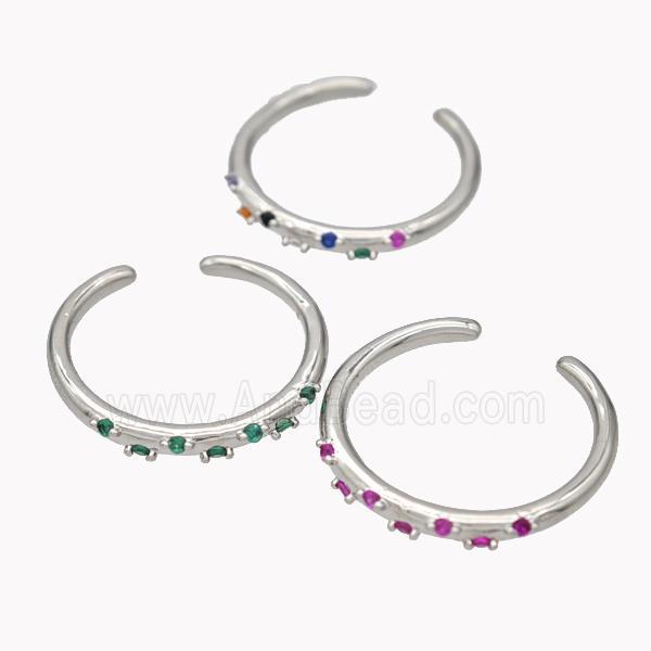 Copper Ring Micropave Zirconia Platinum Plated Mixed