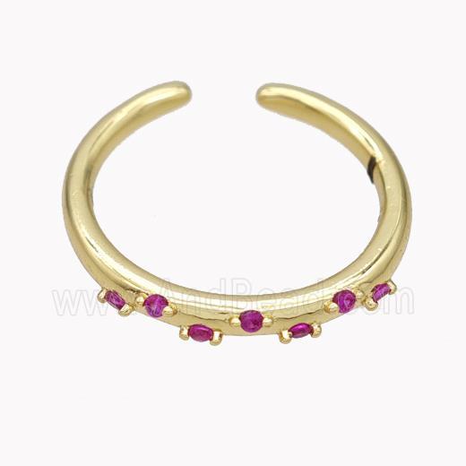 Copper Ring Micropave Fuchsia Zirconia Gold Plated