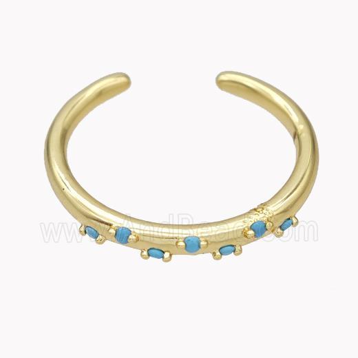Copper Ring Micropave Turq Zirconia Gold Plated