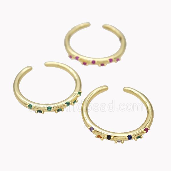 Copper Ring Micropave Zirconia Gold Plated Mixed