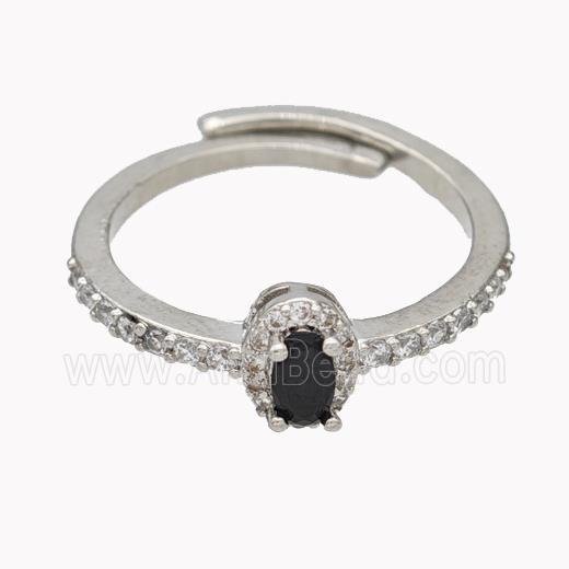 Copper Rings Micropave Zirconia Adjustable Platinum Plated