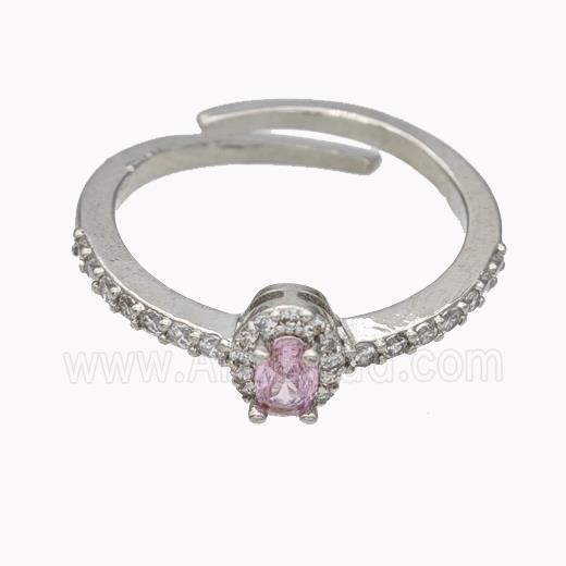 Copper Rings Micropave Zirconia Adjustable Platinum Plated
