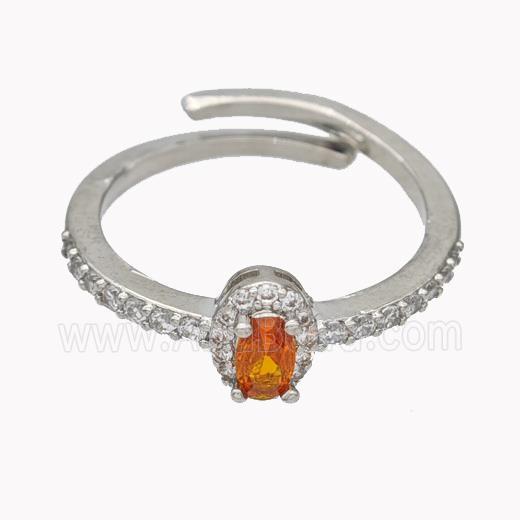 Copper Rings Micropave Zirconia Adjustable Platinum Plated