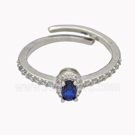 Copper Rings Micropave Zirconia Adjustable Platinum Plated