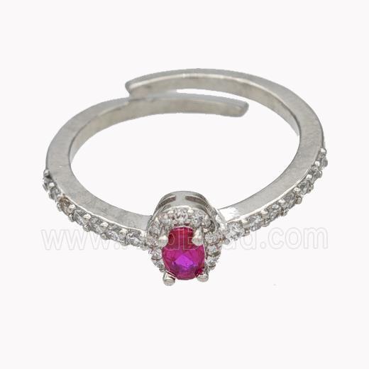 Copper Rings Micropave Zirconia Adjustable Platinum Plated