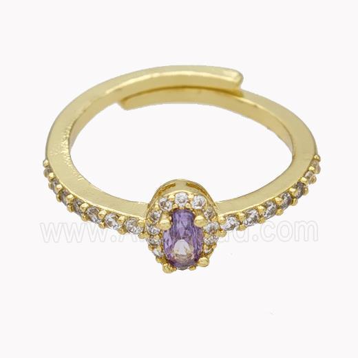 Copper Rings Micropave Zirconia Adjustable Gold Plated