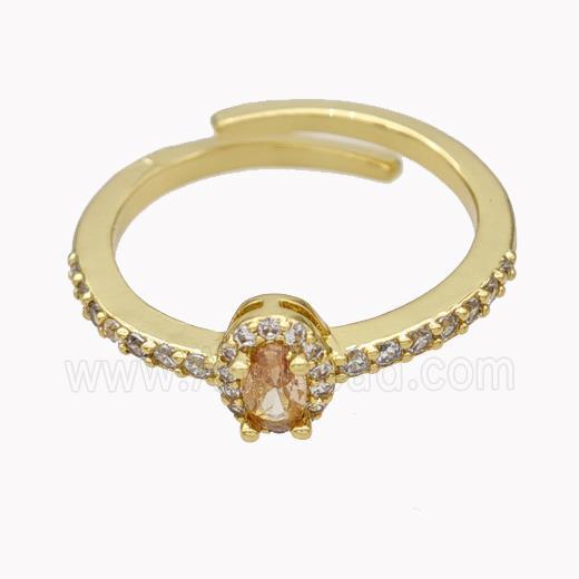 Copper Rings Micropave Zirconia Adjustable Gold Plated