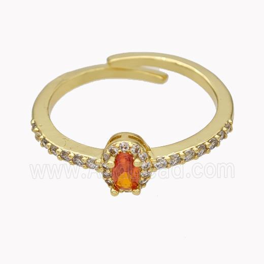 Copper Rings Micropave Zirconia Adjustable Gold Plated