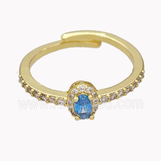 Copper Rings Micropave Zirconia Adjustable Gold Plated