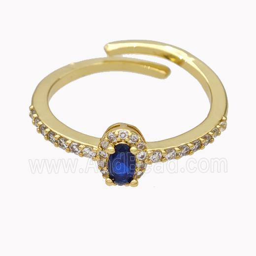 Copper Rings Micropave Zirconia Adjustable Gold Plated