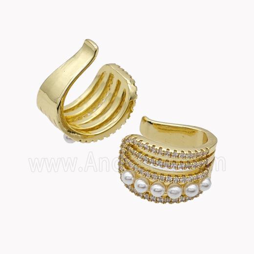 Copper Ring Pave Pearlized Resin Gold Plated