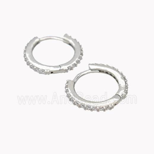 Copper Hoop Earrings Pave Zirconia Platinum Plated