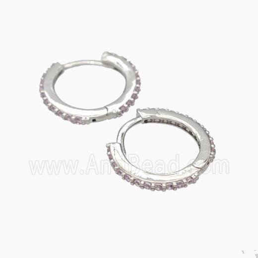 Copper Hoop Earrings Pave Zirconia Platinum Plated