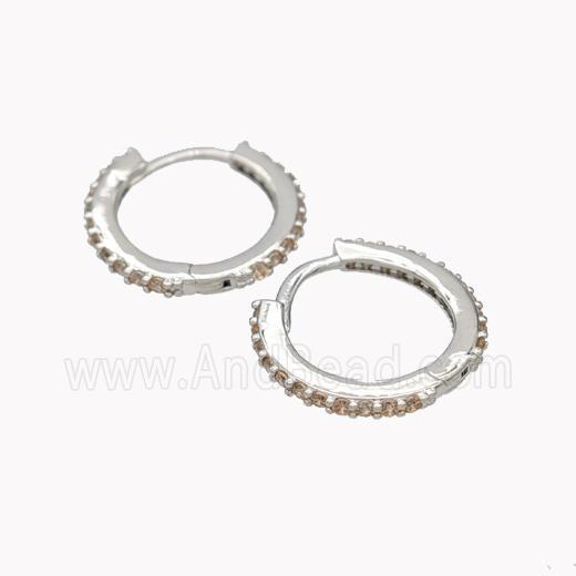 Copper Hoop Earrings Pave Zirconia Platinum Plated